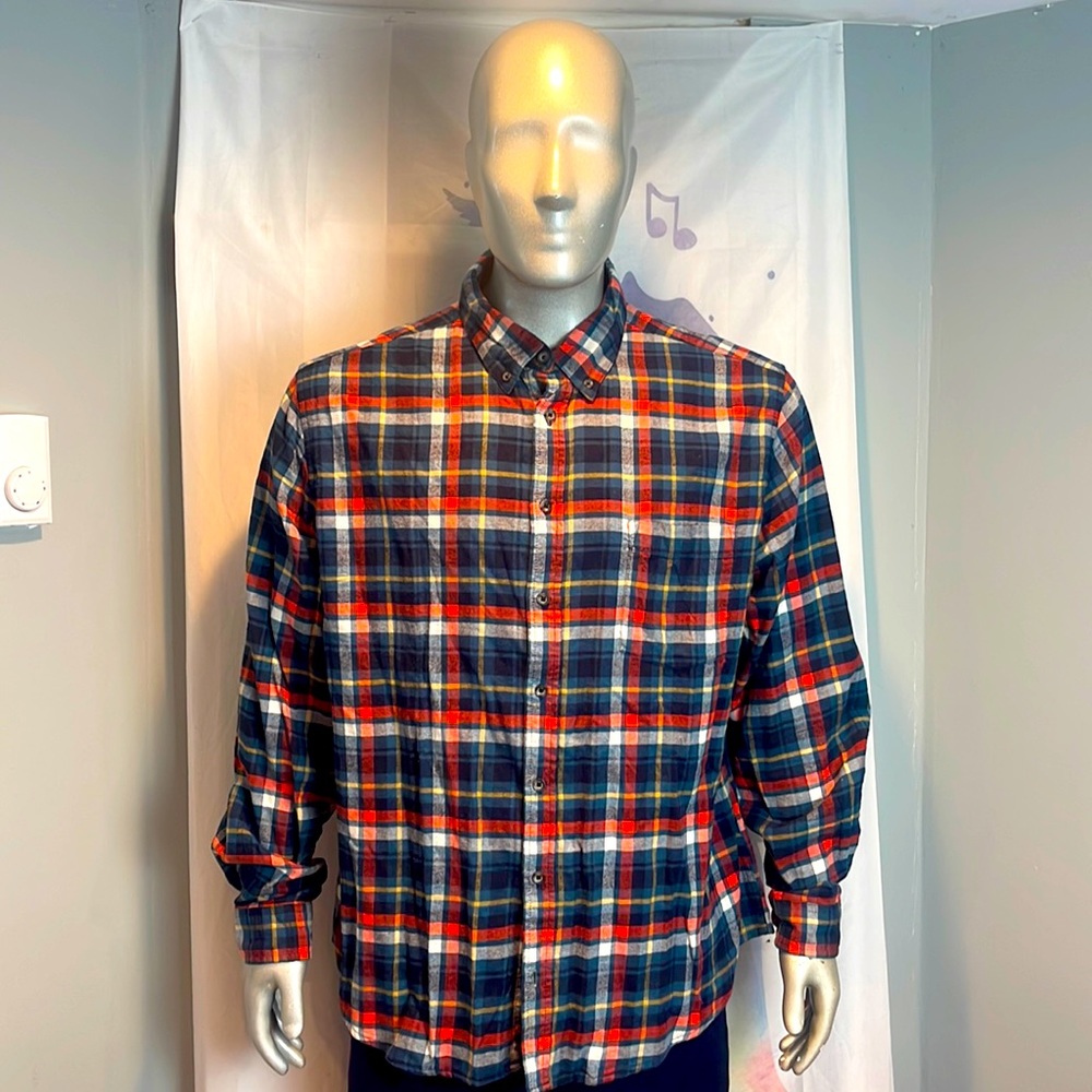 Goodfellow Plaid Standard Fit Long Sleeve Pocket Shirt Size XXL